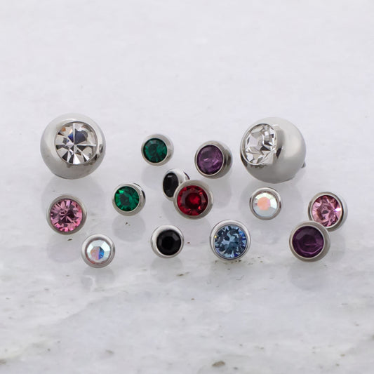 Steel 16G/18G Internally Threaded Ball with Premium Crystal - Pierced Addiction