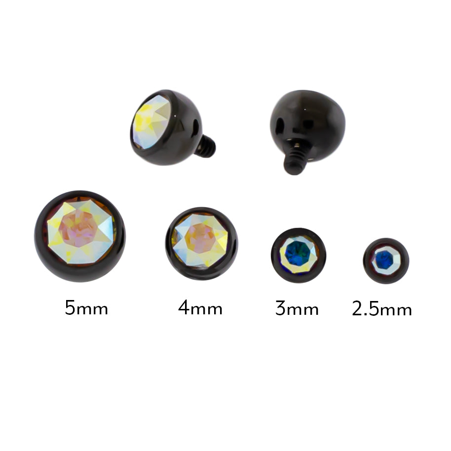 Steel Internally Threaded Gem Ball W/ Black PVD