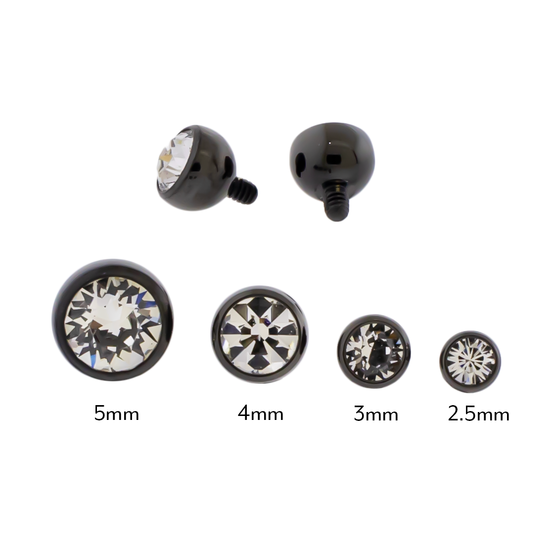 Steel Internally Threaded Gem Ball W/ Black PVD
