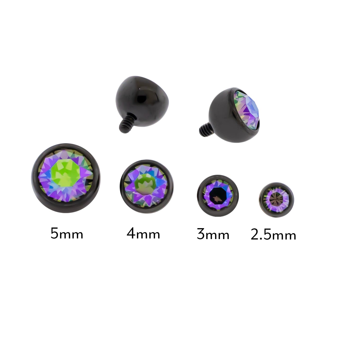 Steel Internally Threaded Gem Ball W/ Black PVD