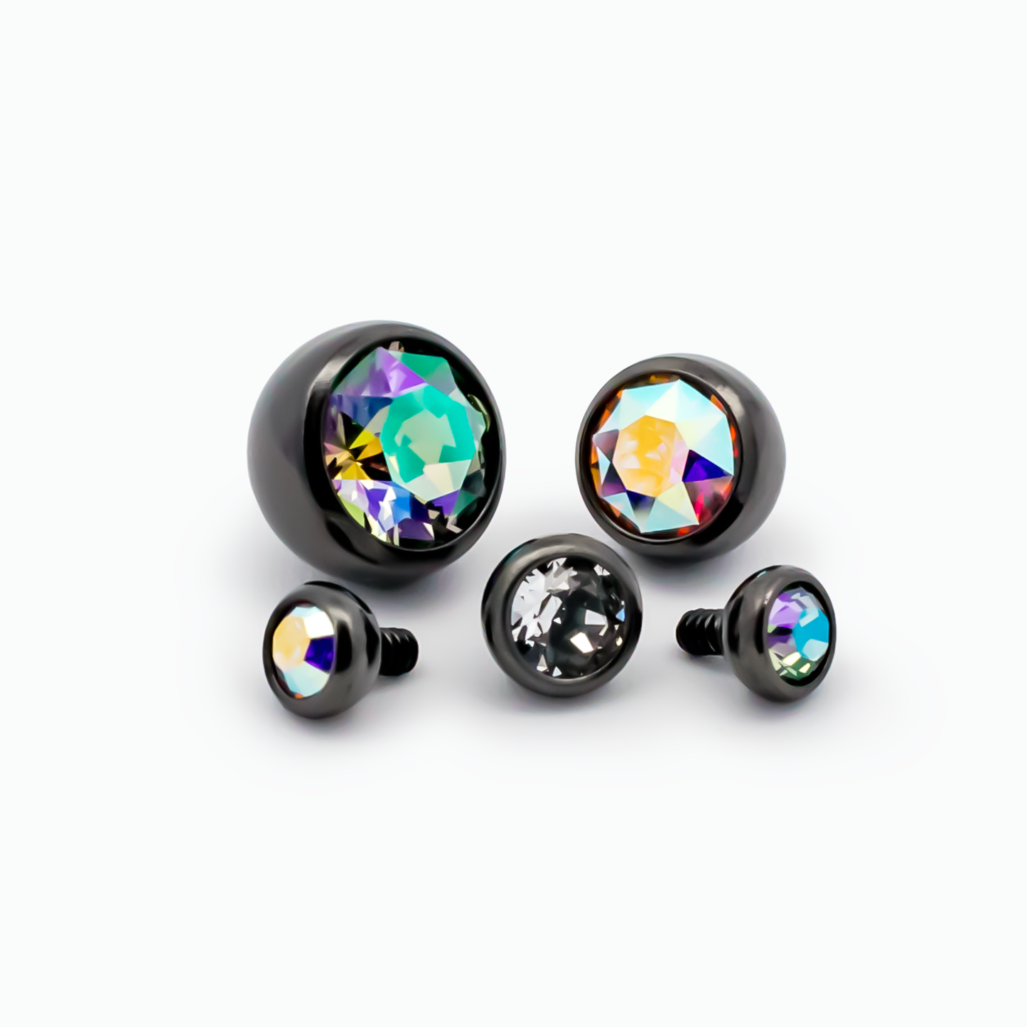 Steel Internally Threaded Gem Ball W/ Black PVD