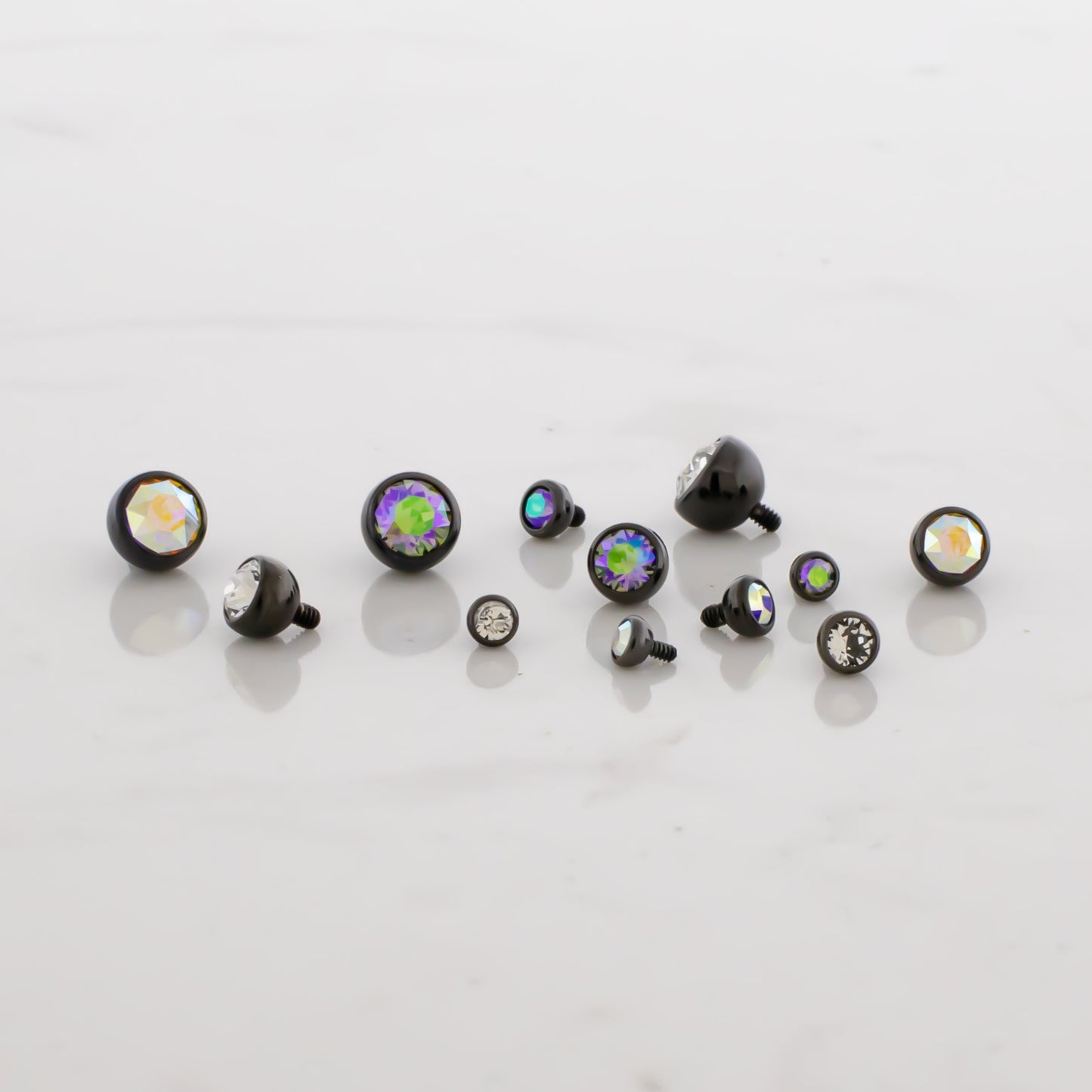 Steel Internally Threaded Gem Ball W/ Black PVD