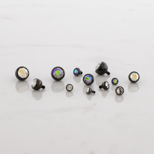 Steel Internally Threaded Gem Ball W/ Black PVD