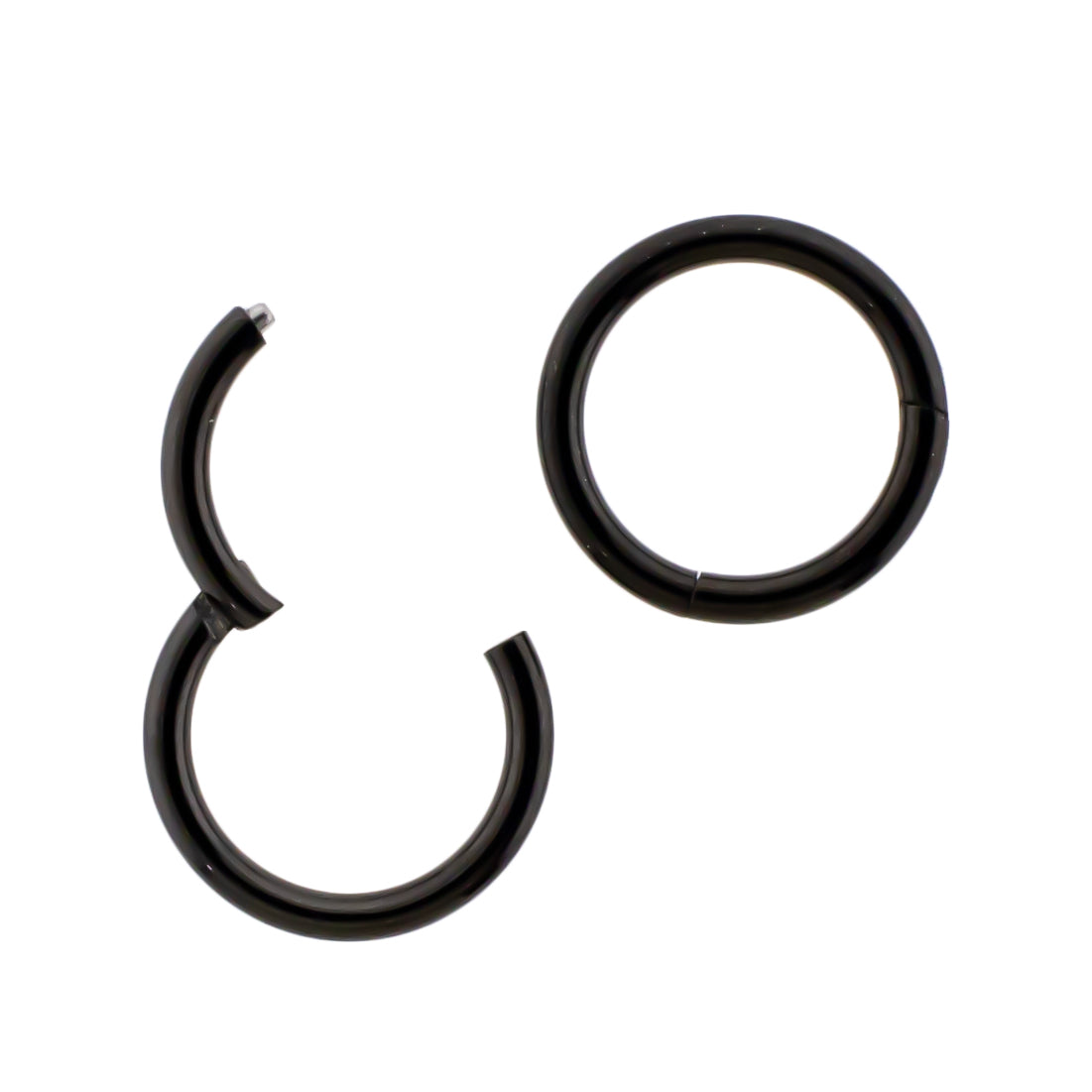 20G - 10G Steel Black PVD Hinged Segment Rings - Pierced Addiction