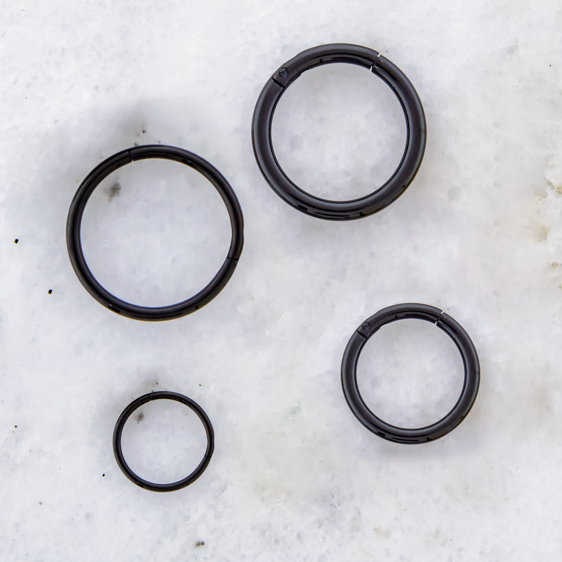 20G - 10G Steel Black PVD Hinged Segment Rings