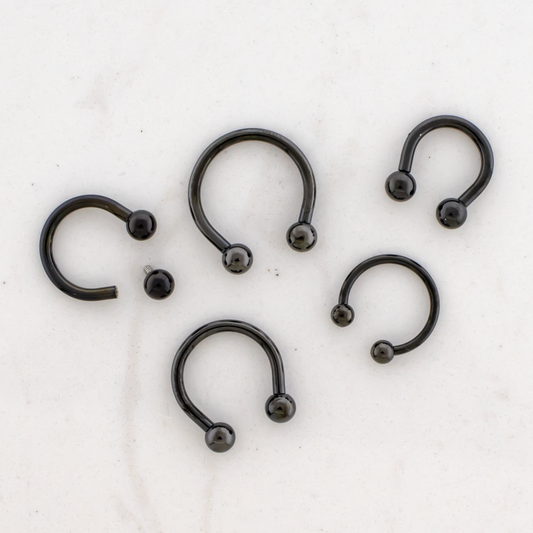 Black PVD Steel Internally Threaded Horseshoe - Pierced Addiction