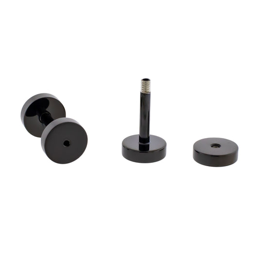 Black PVD Steel Externally Threaded Tunnels - Pierced Addiction