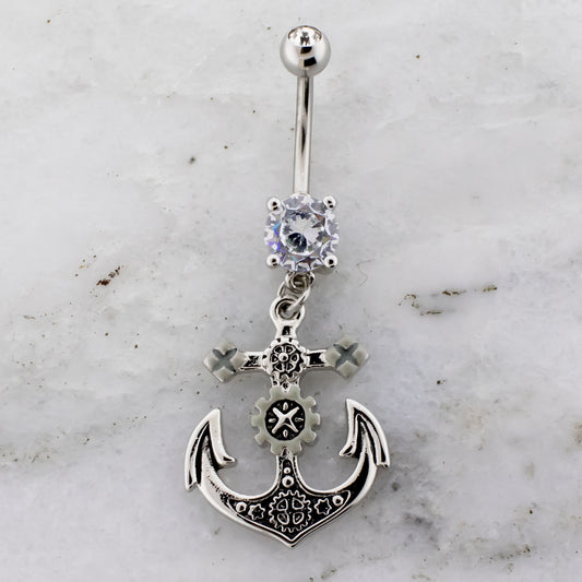 14G Steampunk Anchor Navel Ring - Pierced Addiction