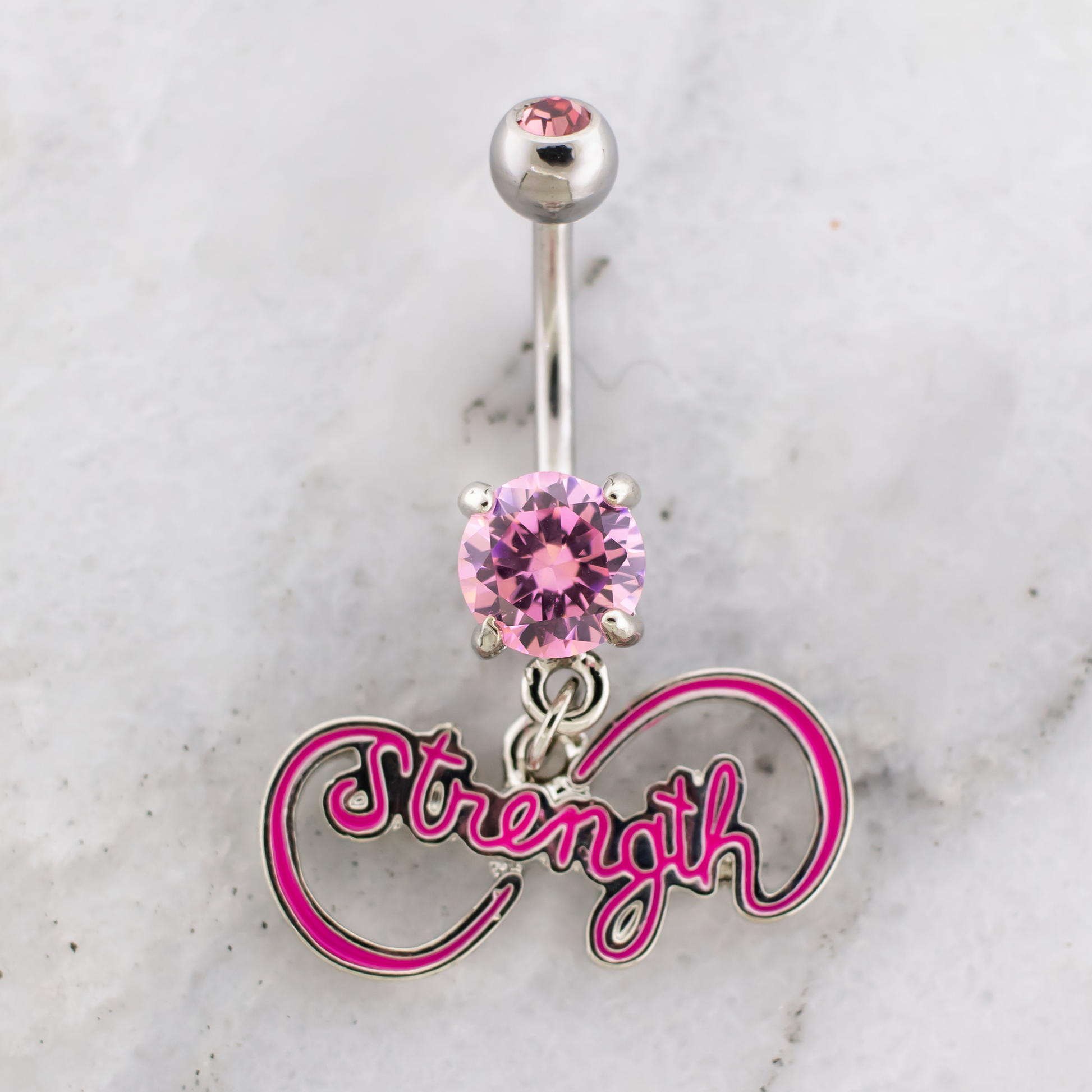 14G Breast Cancer Awareness Infinity Symbol Navel Ring