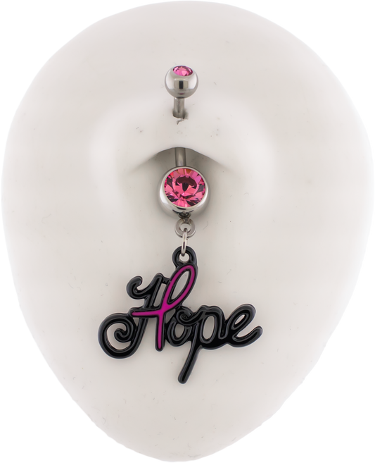 14G Breast Cancer Awareness Hope Navel Ring