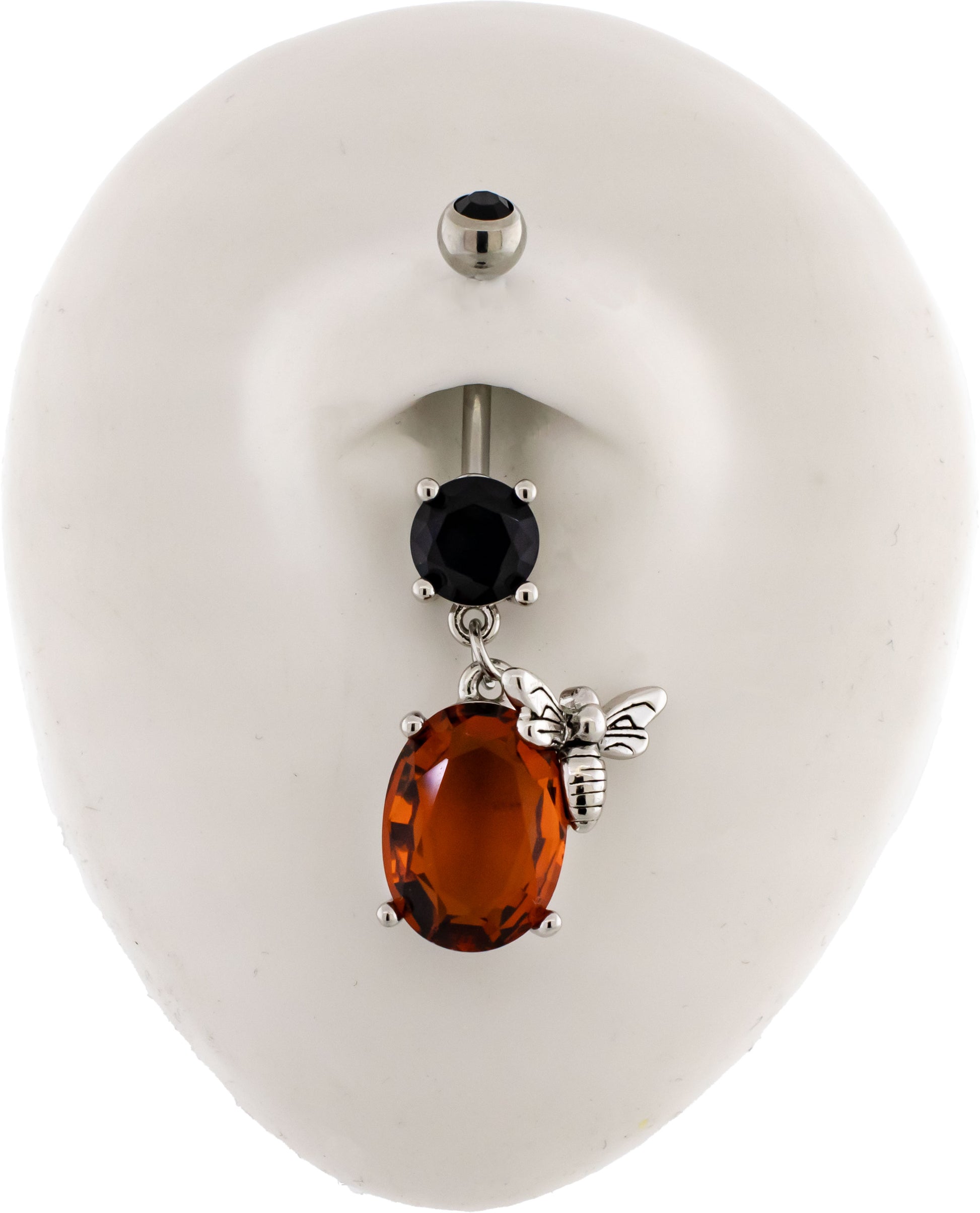 14g Bee with Amber Gem Navel Ring - Pierced Addiction