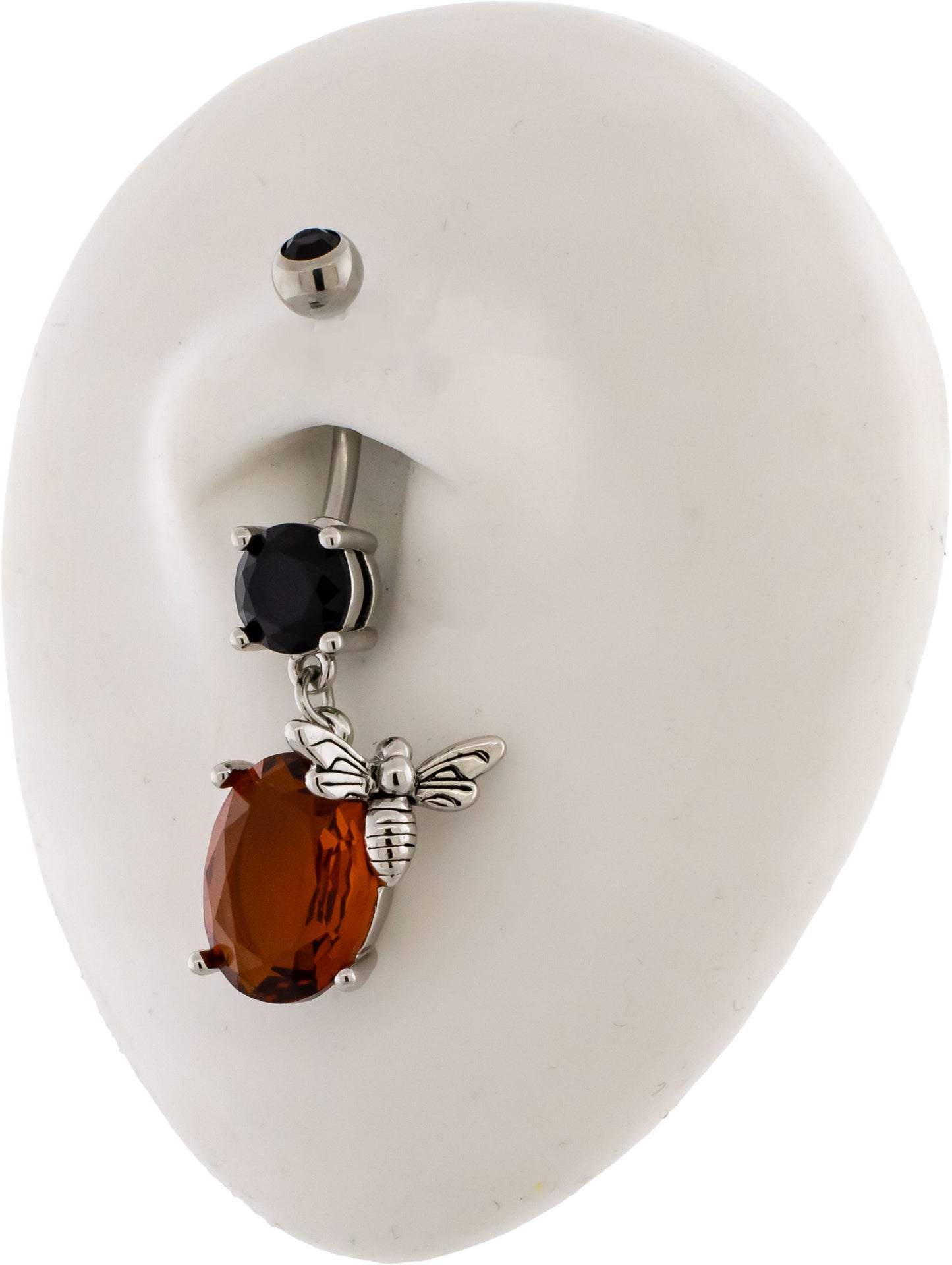 14g Bee with Amber Gem Navel Ring - Pierced Addiction