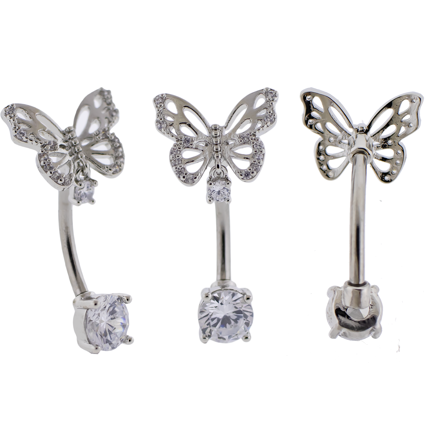 14G Top Gem Butterfly Navel Ring - Pierced Addiction