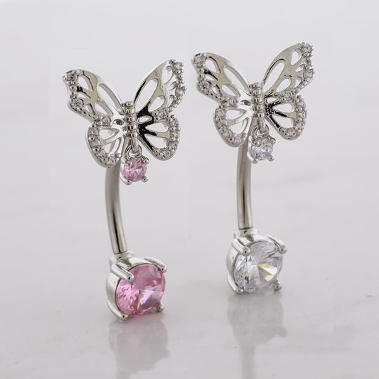 14G Top Gem Butterfly Navel Ring - Pierced Addiction