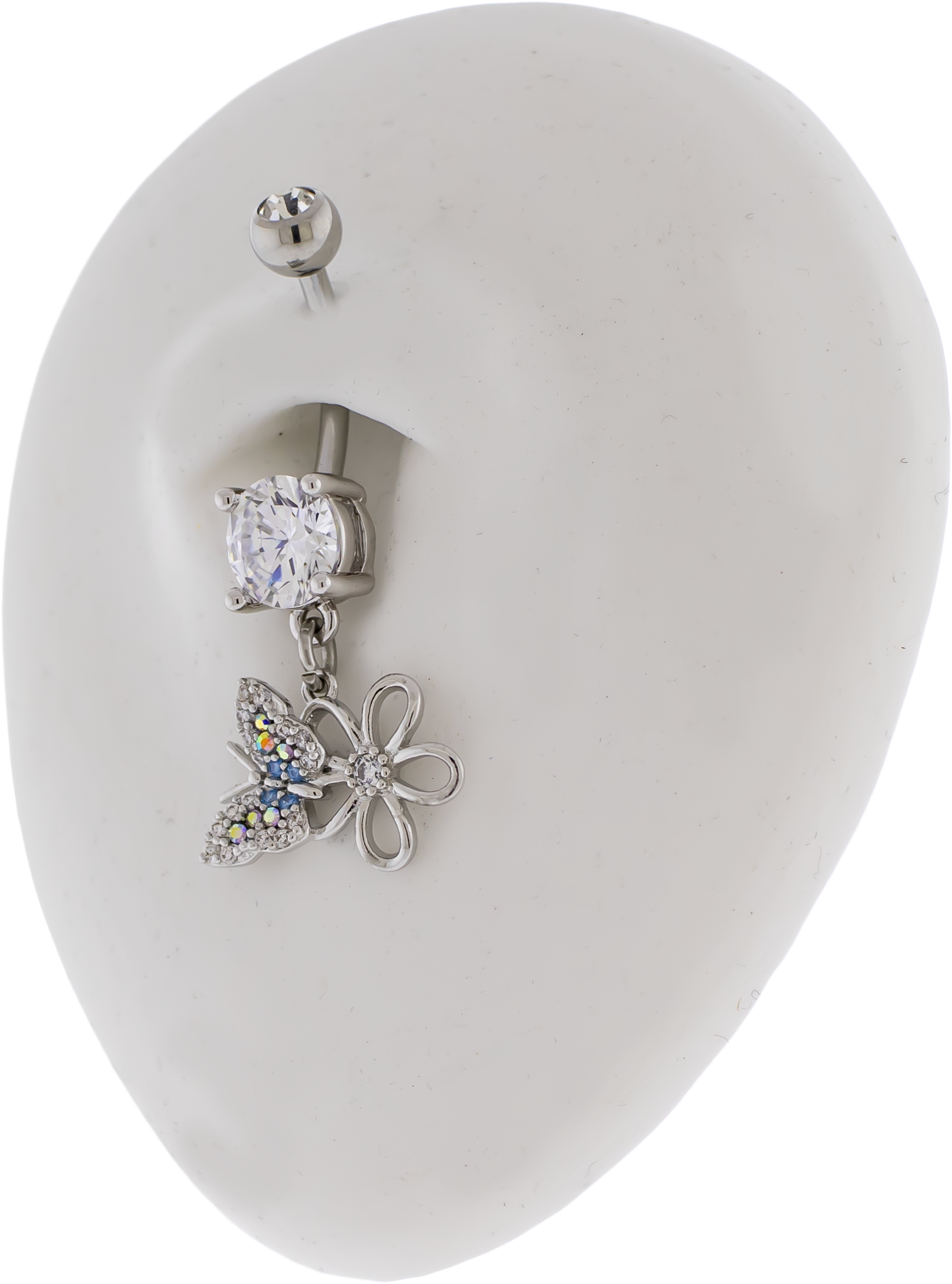 14G Butterfly and Flower Navel Ring