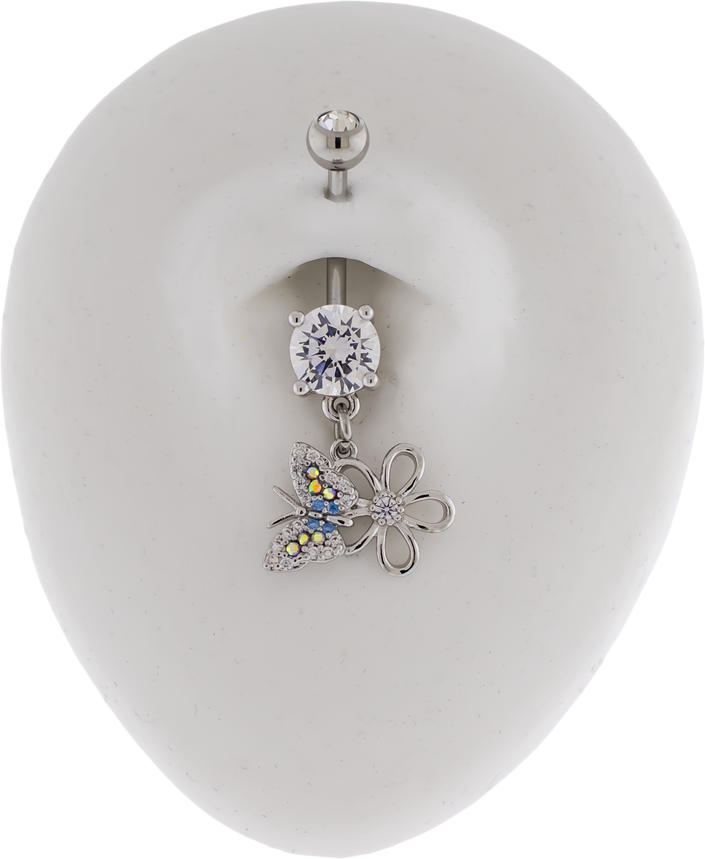14G Butterfly and Flower Navel Ring