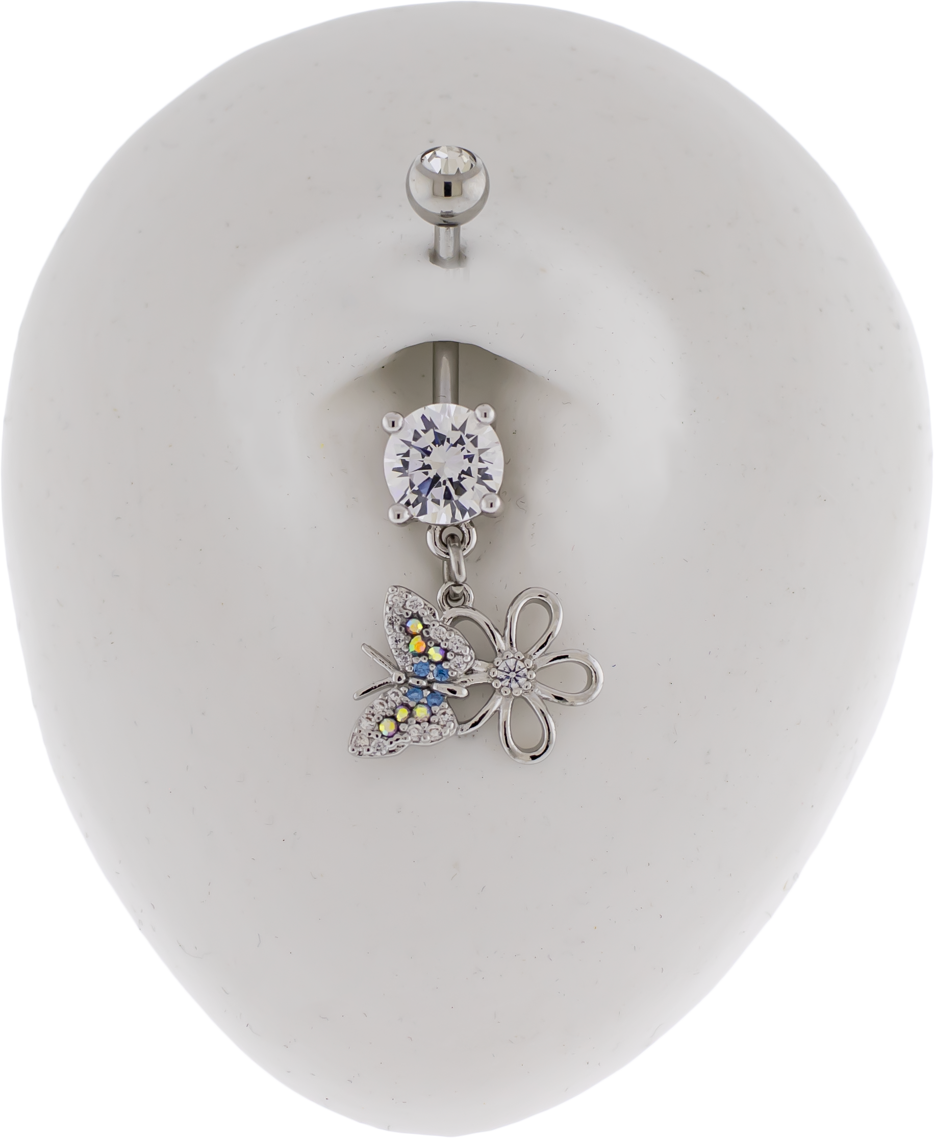 14G Butterfly and Flower Navel Ring