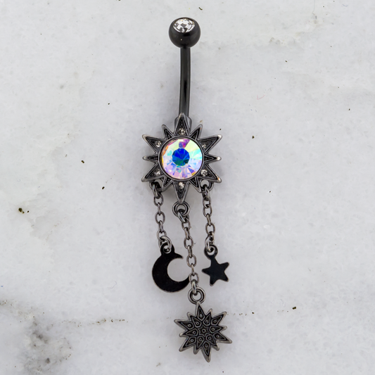 14G Celestial Aurora Borealis Sun Navel Ring - Pierced Addiction