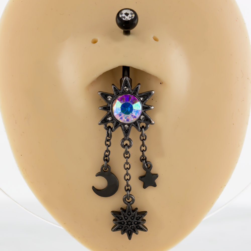 14G Celestial Aurora Borealis Sun Navel Ring - Pierced Addiction