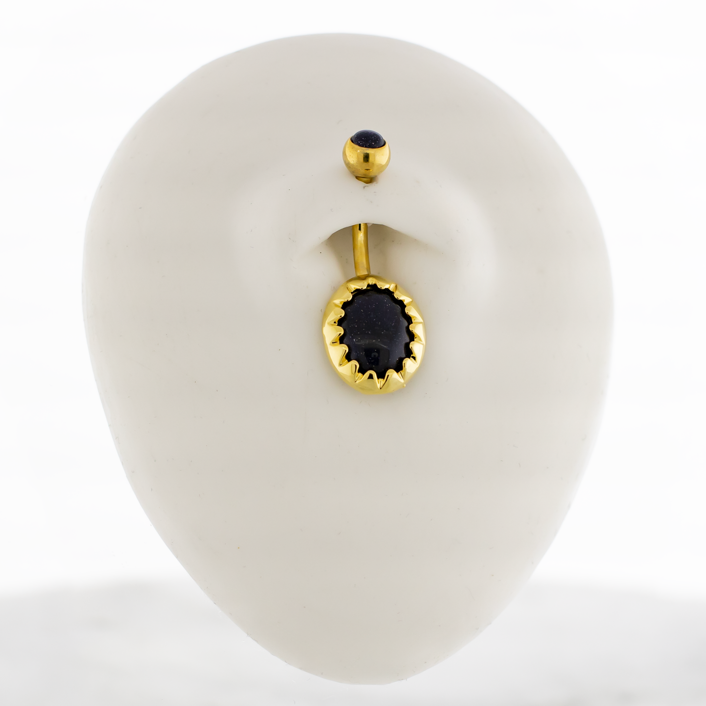 14G Oval Spiked Cabochon Navel Ring