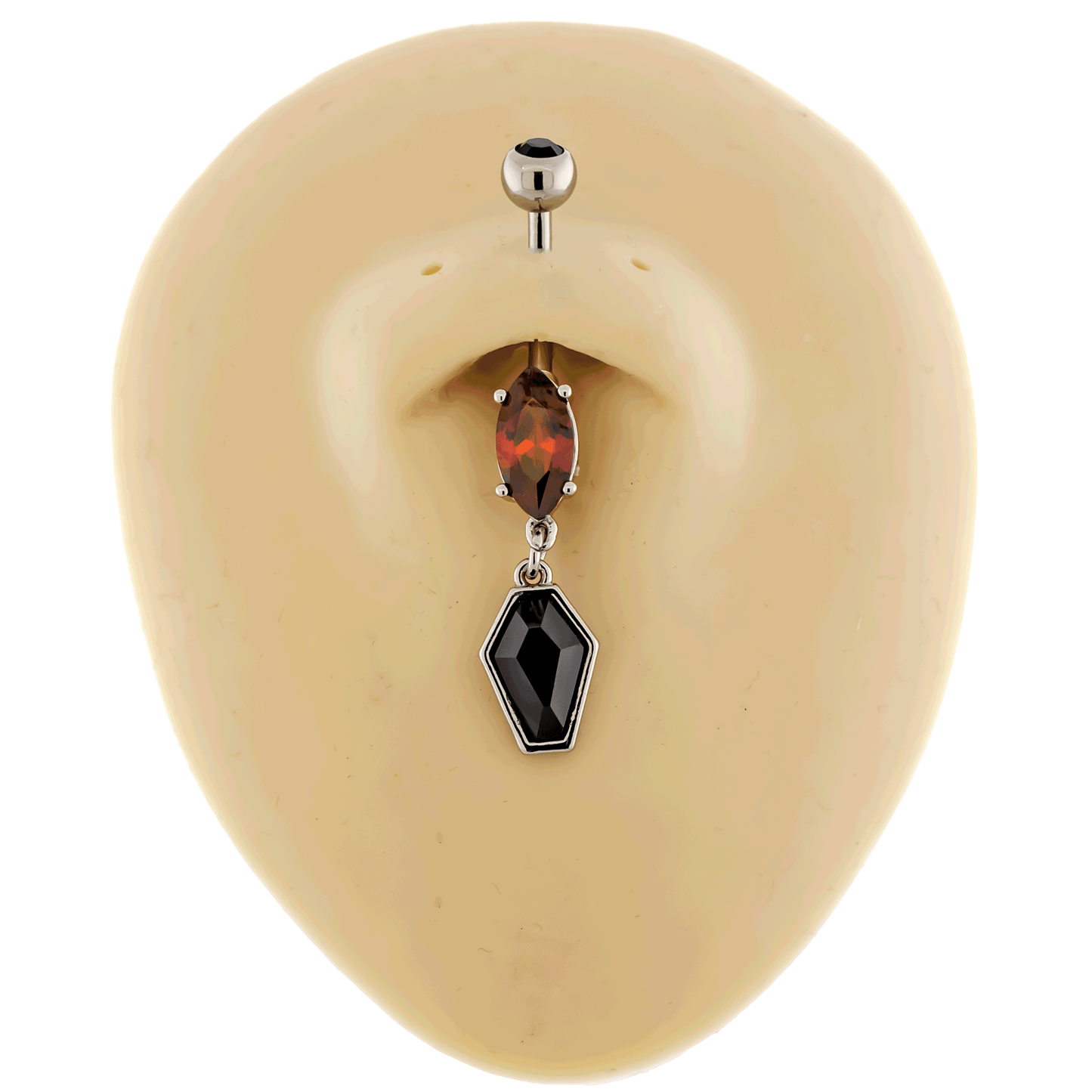 14G Black Gem Coffin Navel Ring - Pierced Addiction