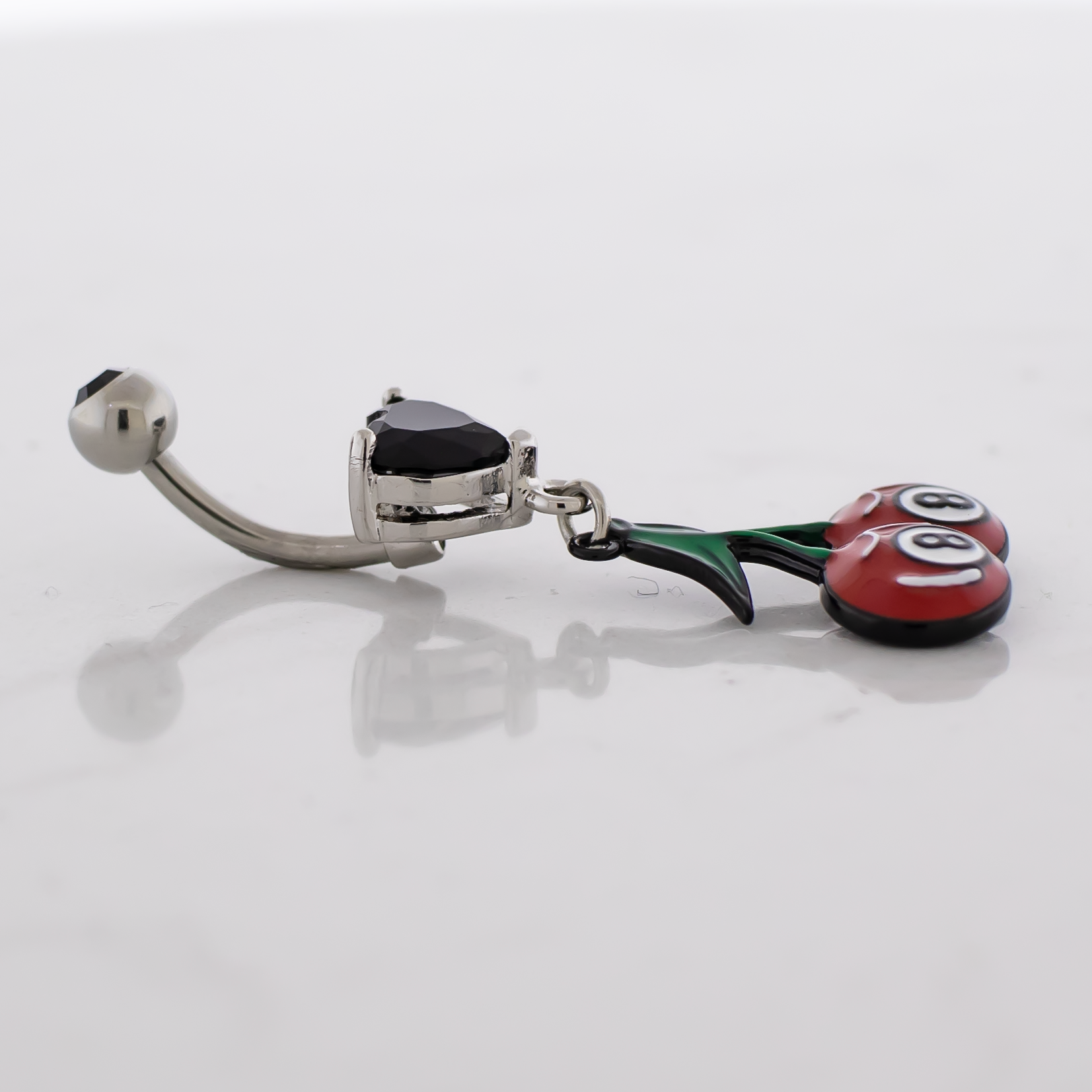 14G Eight Ball Cherries Navel Ring - Pierced Addiction