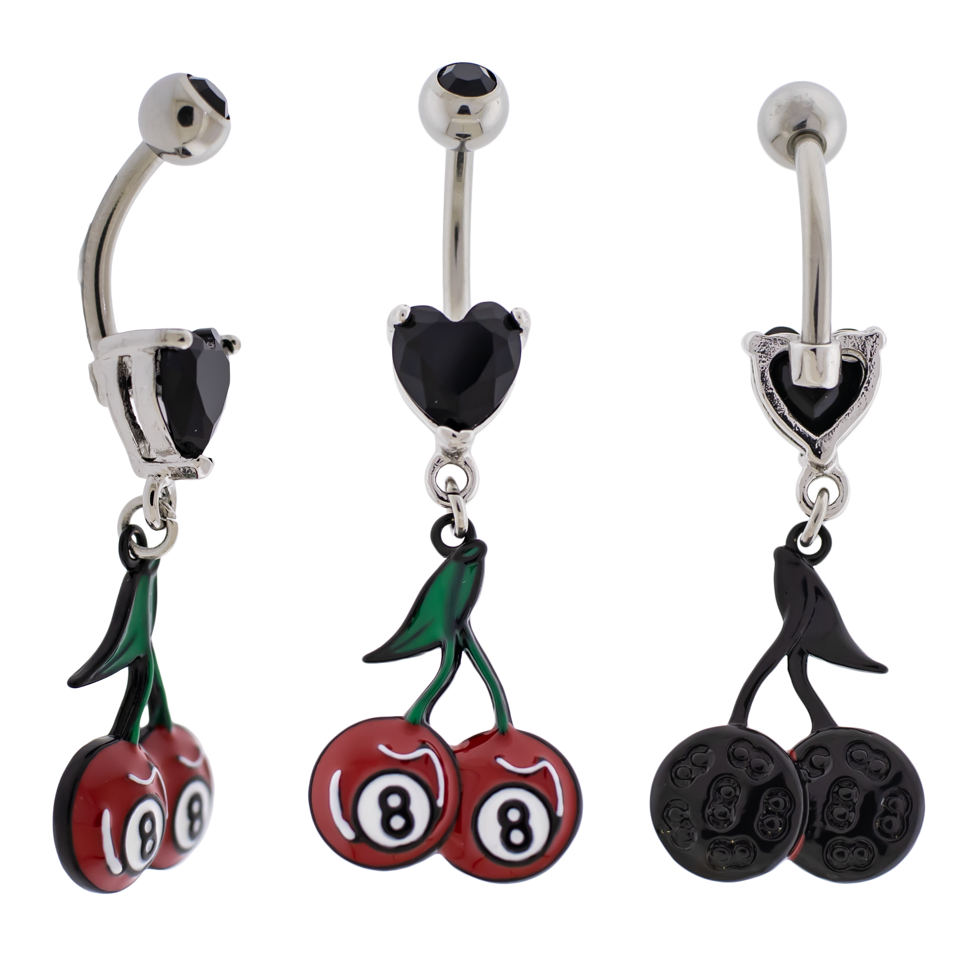 14G Eight Ball Cherries Navel Ring - Pierced Addiction