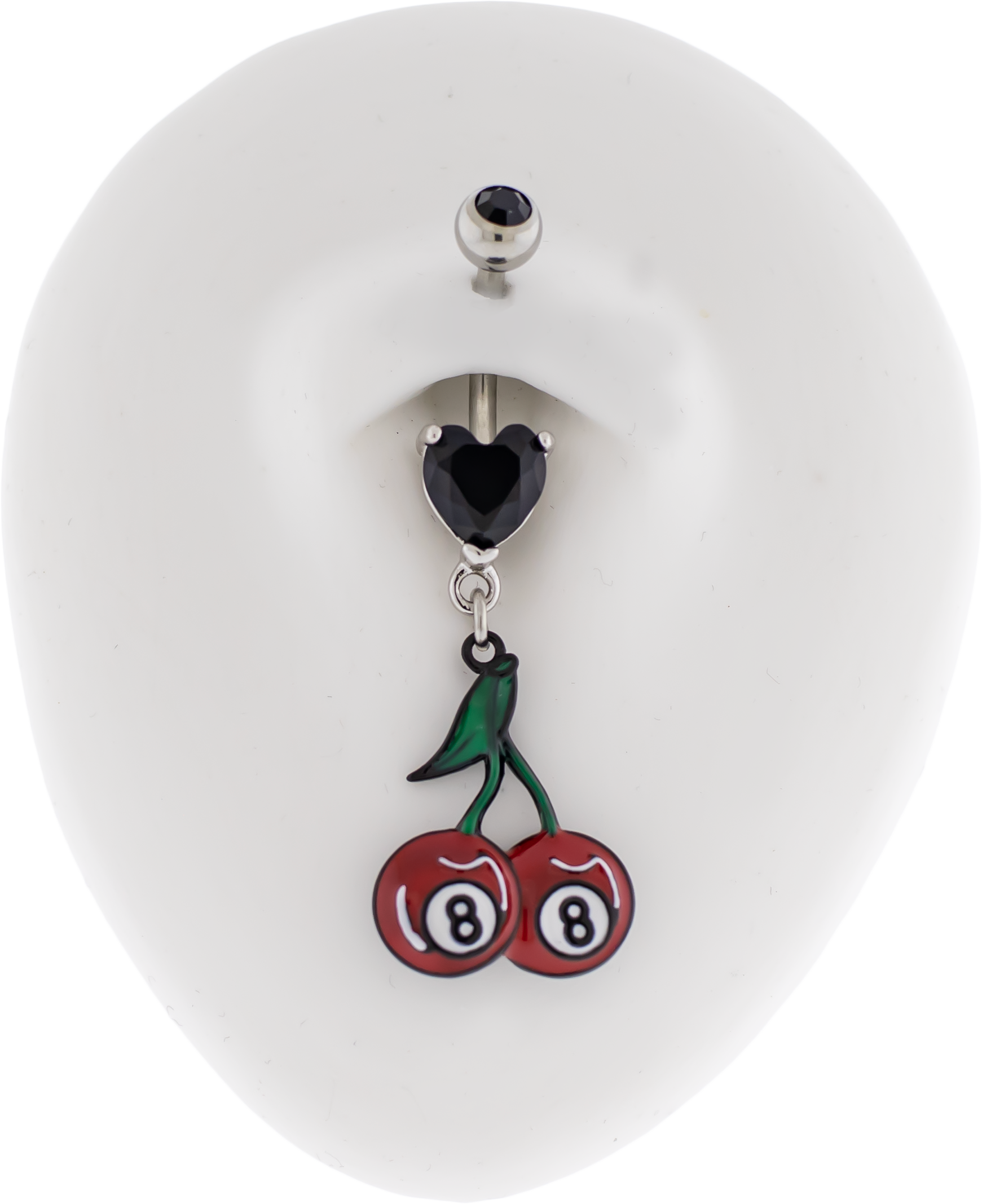 14G Eight Ball Cherries Navel Ring - Pierced Addiction