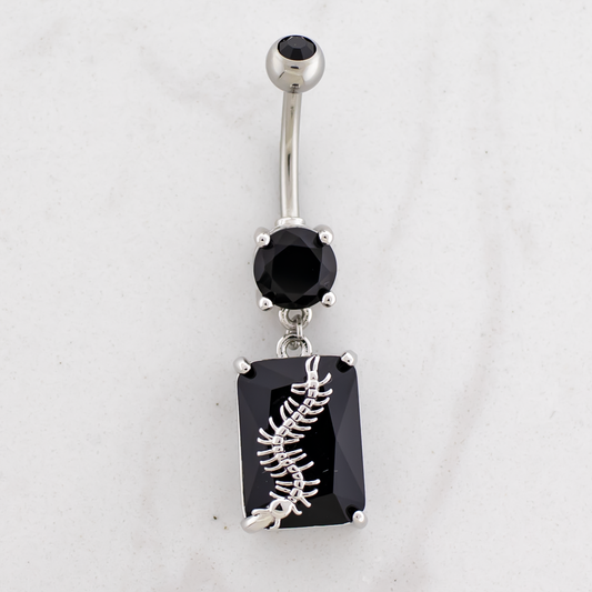 14G Black Gem Centipede Navel Ring - Pierced Addiction