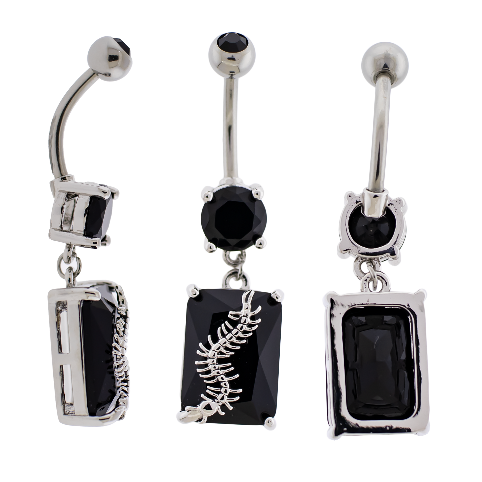 14G Black Gem Centipede Navel Ring - Pierced Addiction