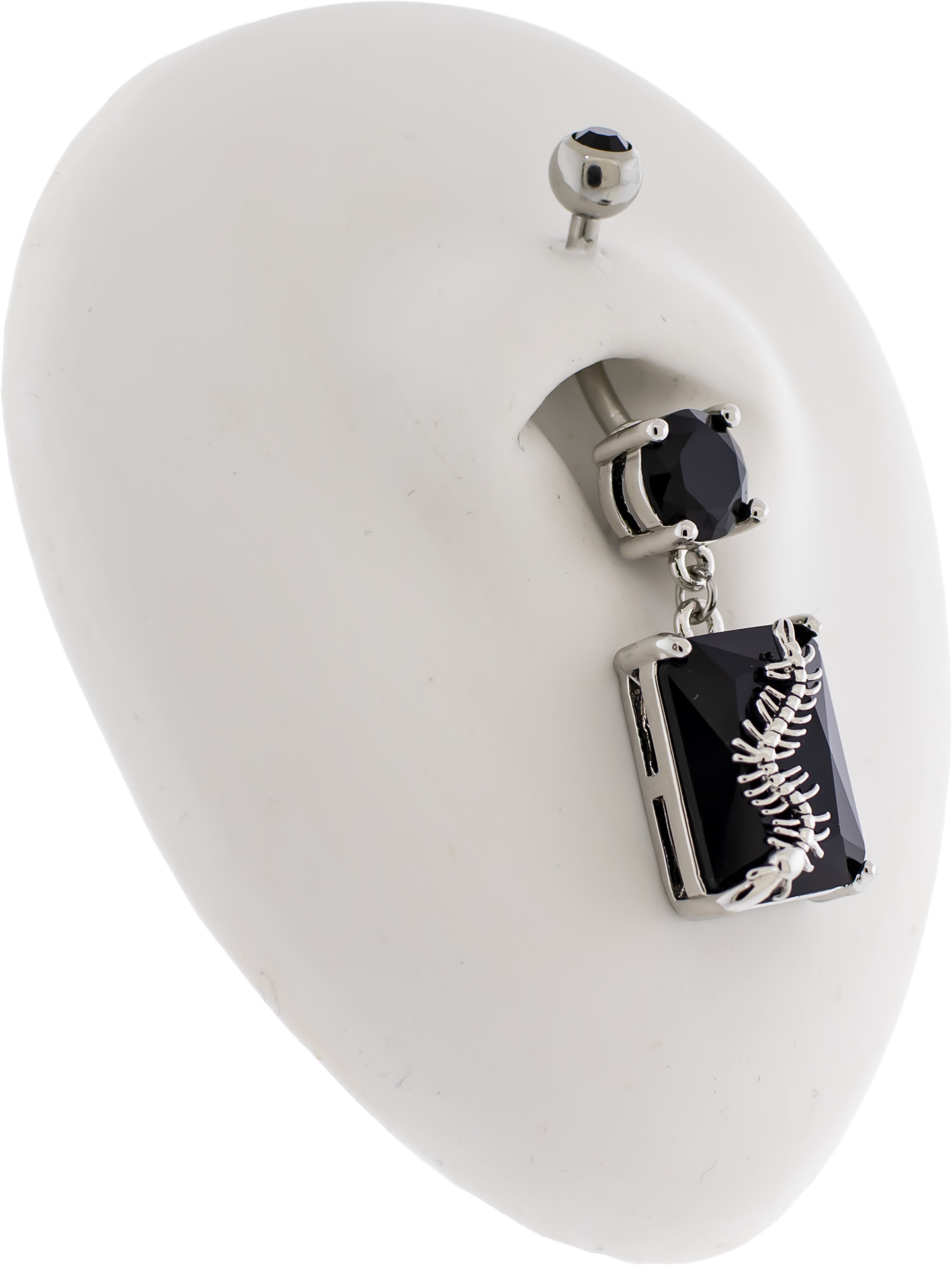 14G Black Gem Centipede Navel Ring - Pierced Addiction