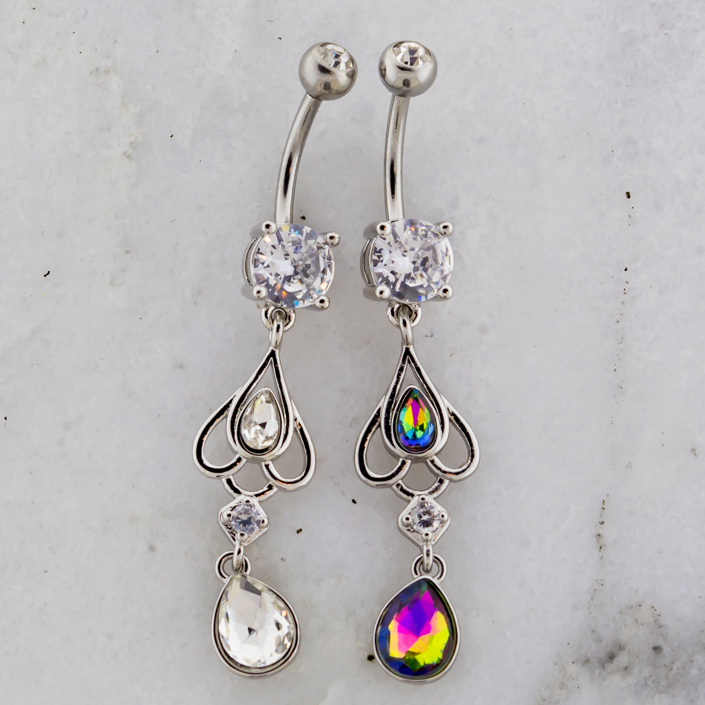 14G Cutout Accents With Gems Navel Ring - Pierced Addiction