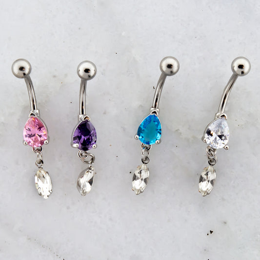 14G Marquise Dangle Navel Ring