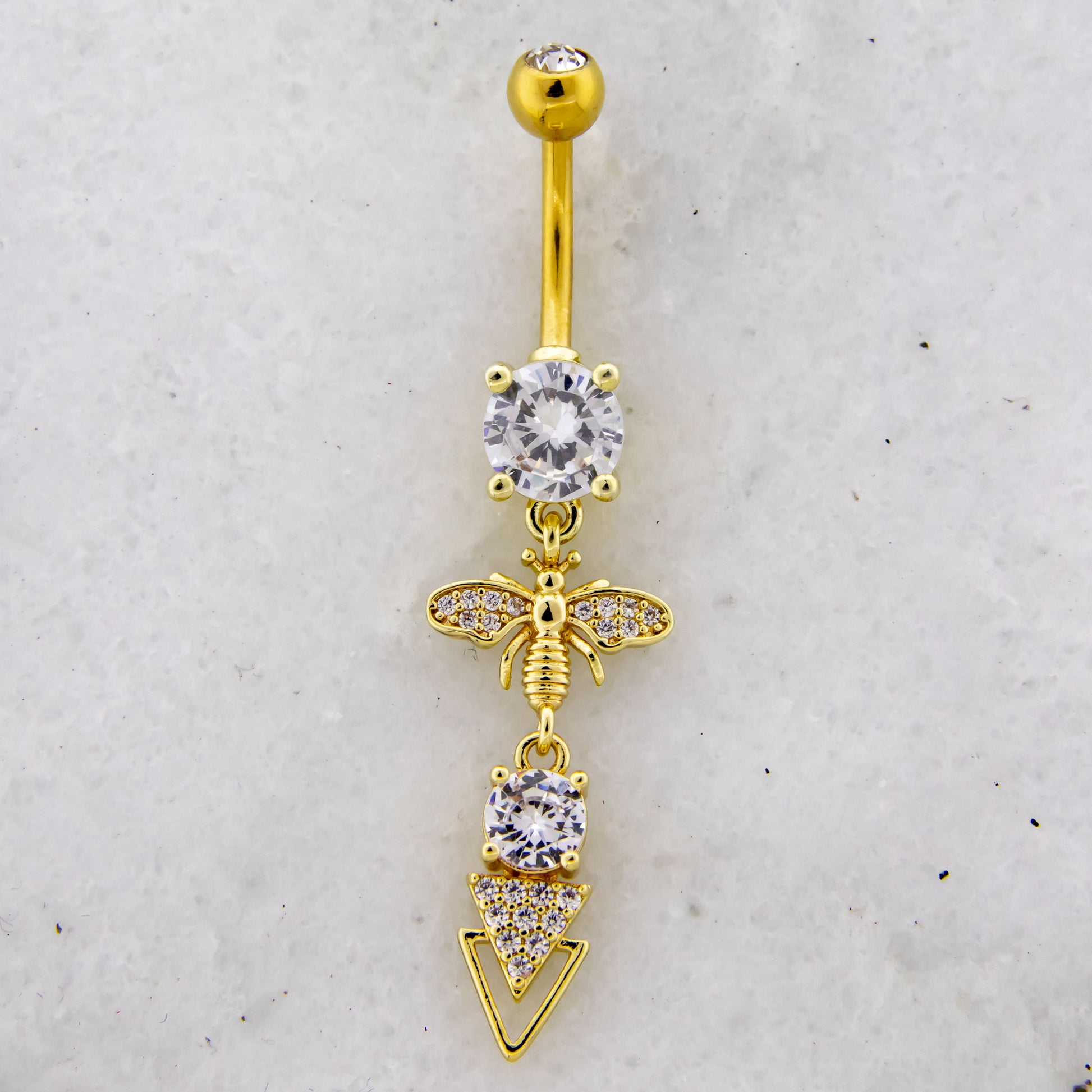 14G Gold-Plated Dangling Bee Navel Ring Navel Ring