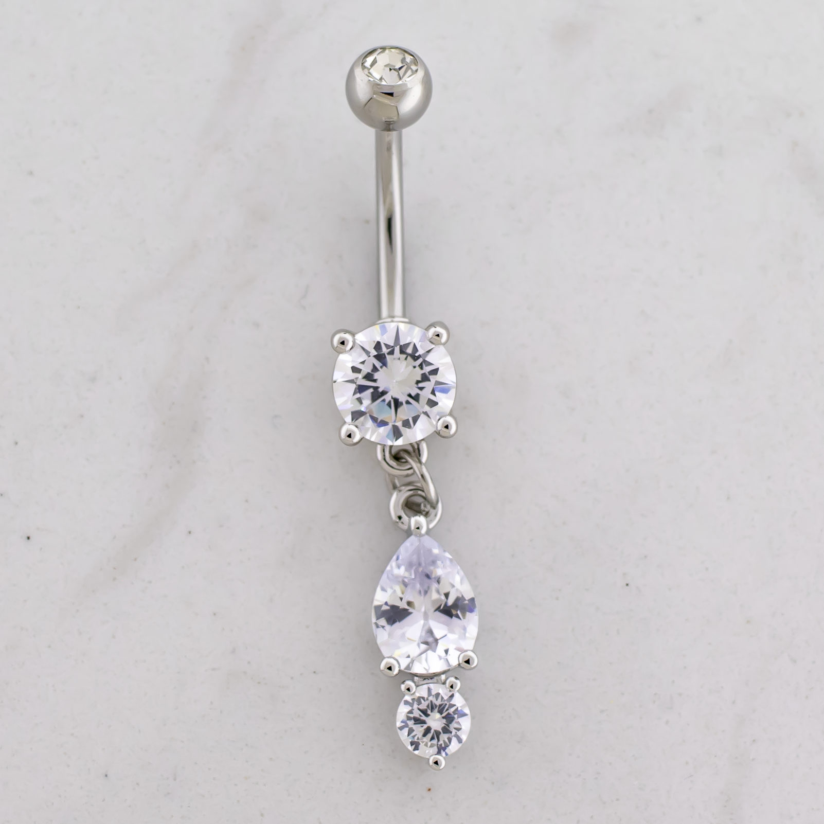 14G Teardrop Cluster Navel Barbell - Pierced Addiction