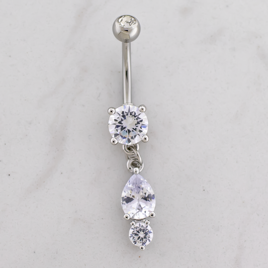 14G Teardrop Cluster Navel Barbell - Pierced Addiction