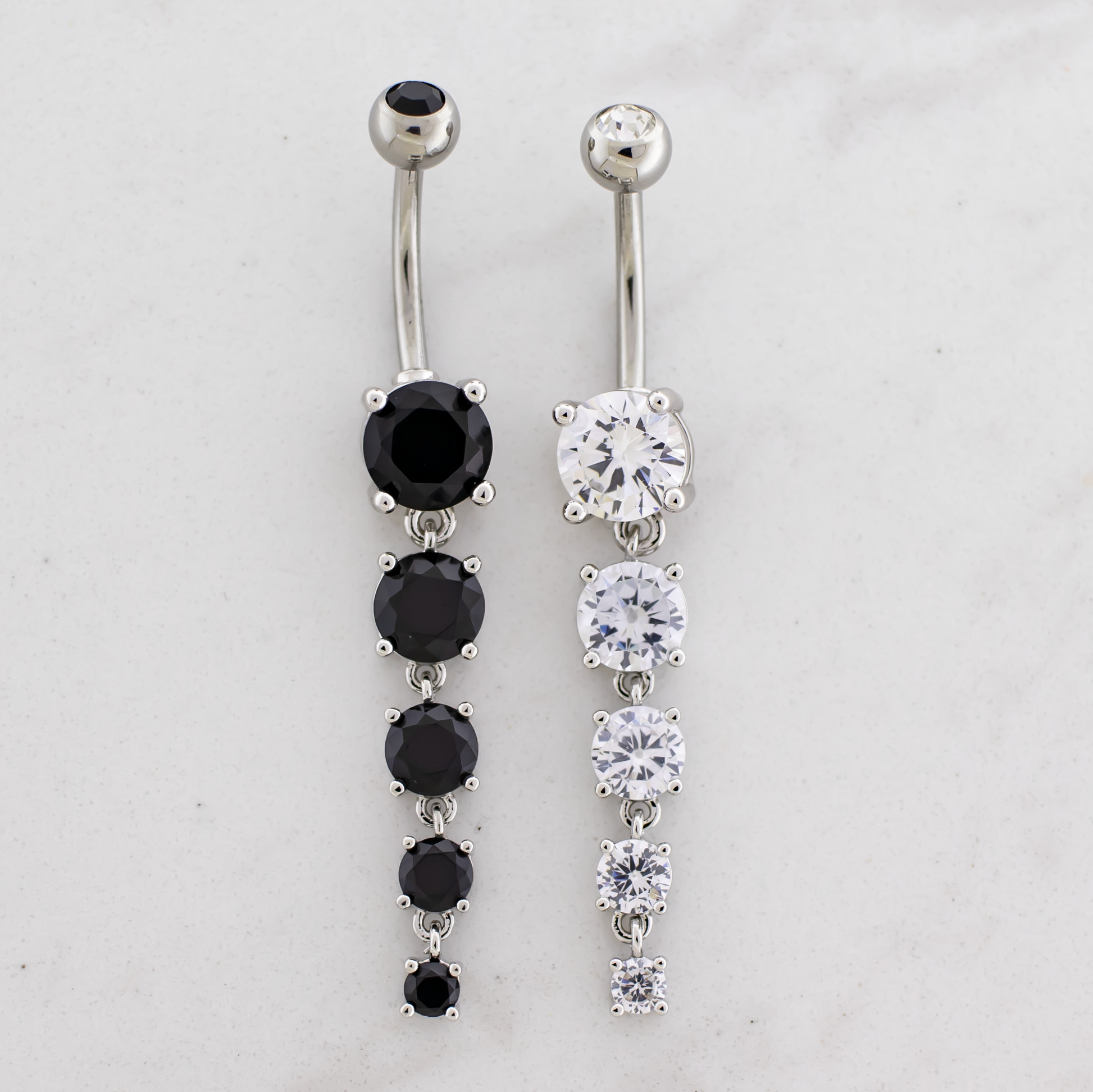 14G Cascading Gems Navel Barbell - Pierced Addiction