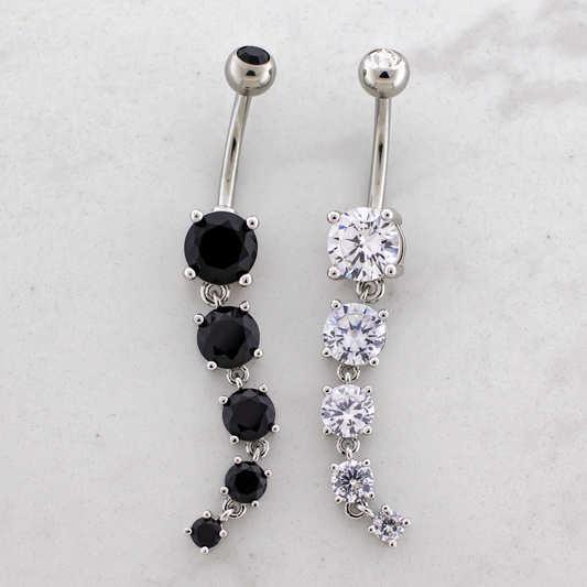 14G Cascading Gems Navel Barbell - Pierced Addiction