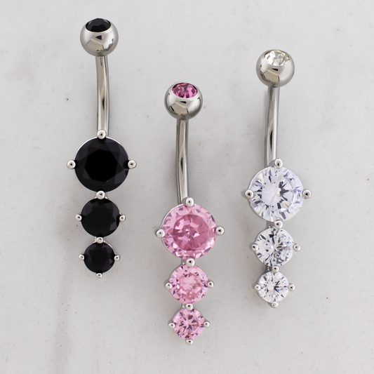 14G Cascading Round Gems Navel Barbell - Pierced Addiction