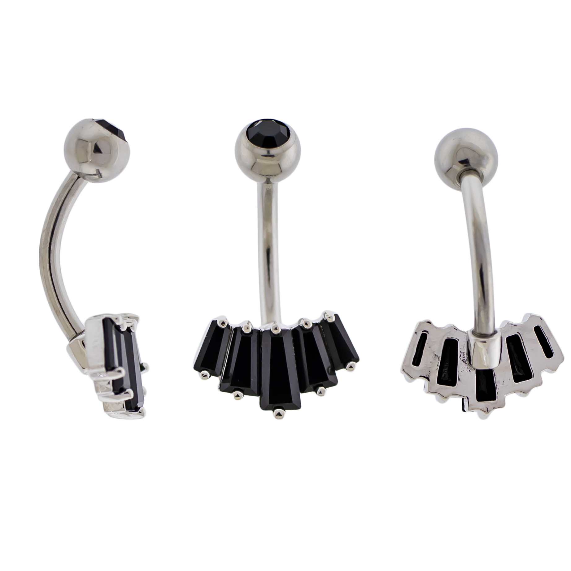 14G Fanned Baguette Navel Barbell - Pierced Addiction