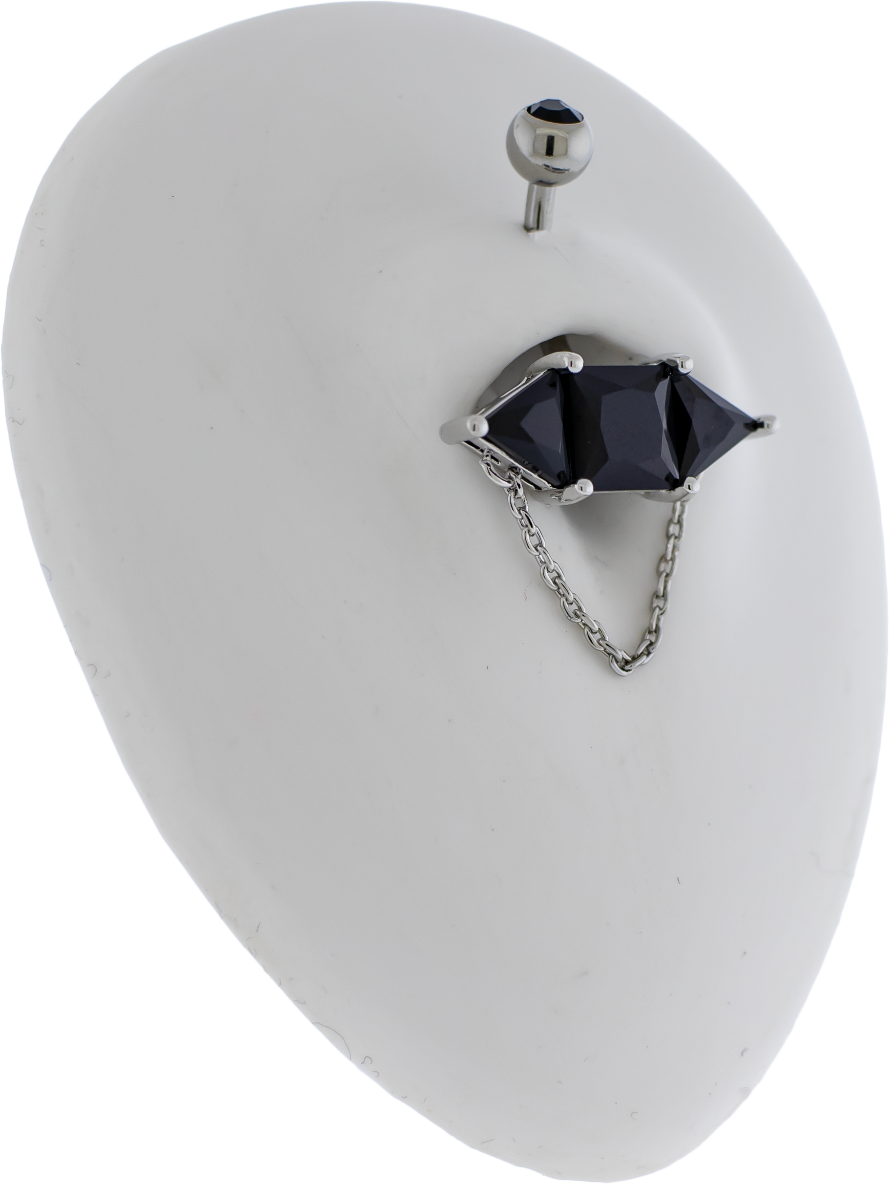 14G Baguette w/ Chain Navel Barbell - Pierced Addiction