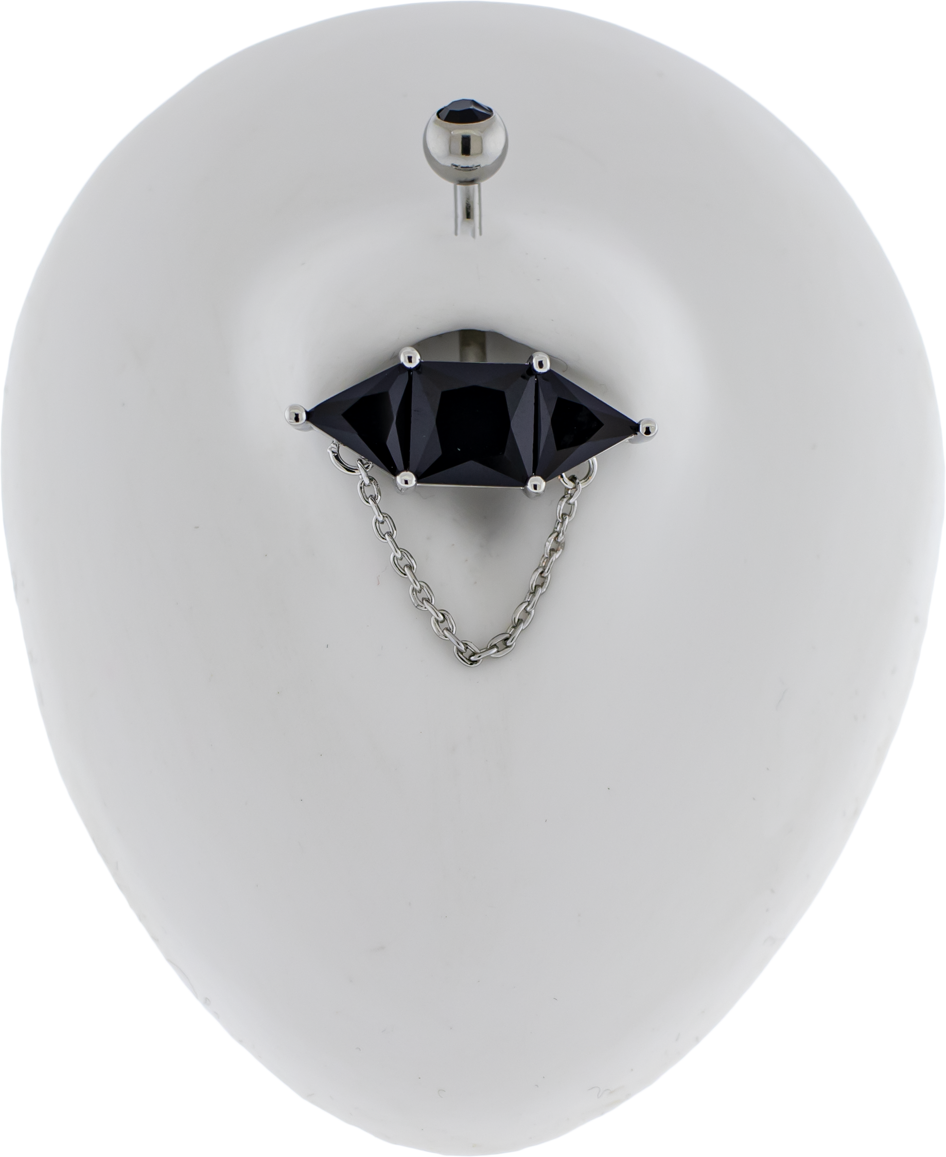 14G Baguette w/ Chain Navel Barbell - Pierced Addiction