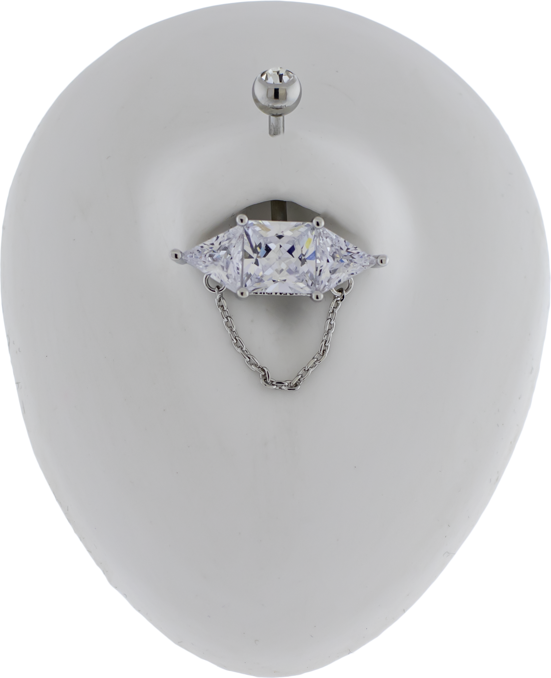 14G Baguette w/ Chain Navel Barbell - Pierced Addiction