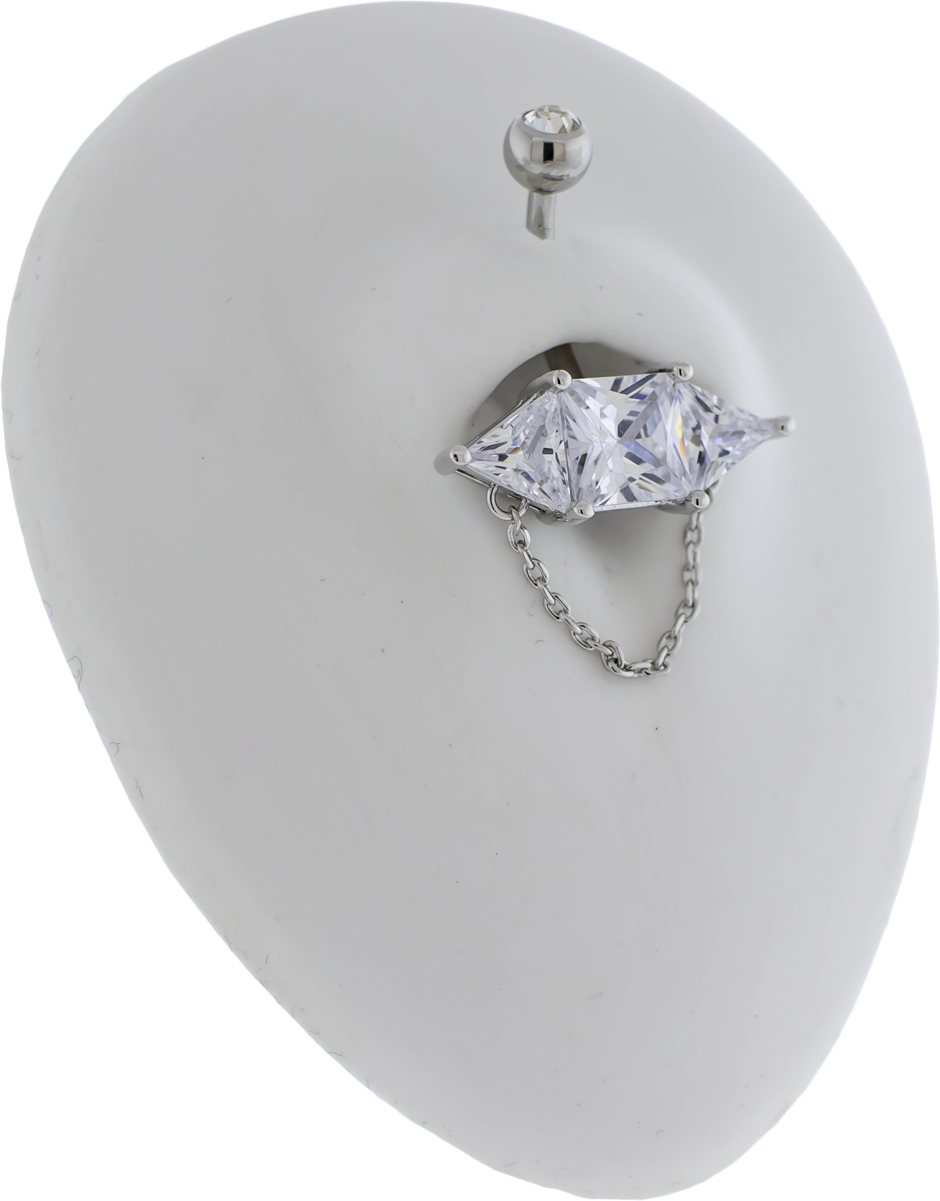 14G Baguette w/ Chain Navel Barbell - Pierced Addiction