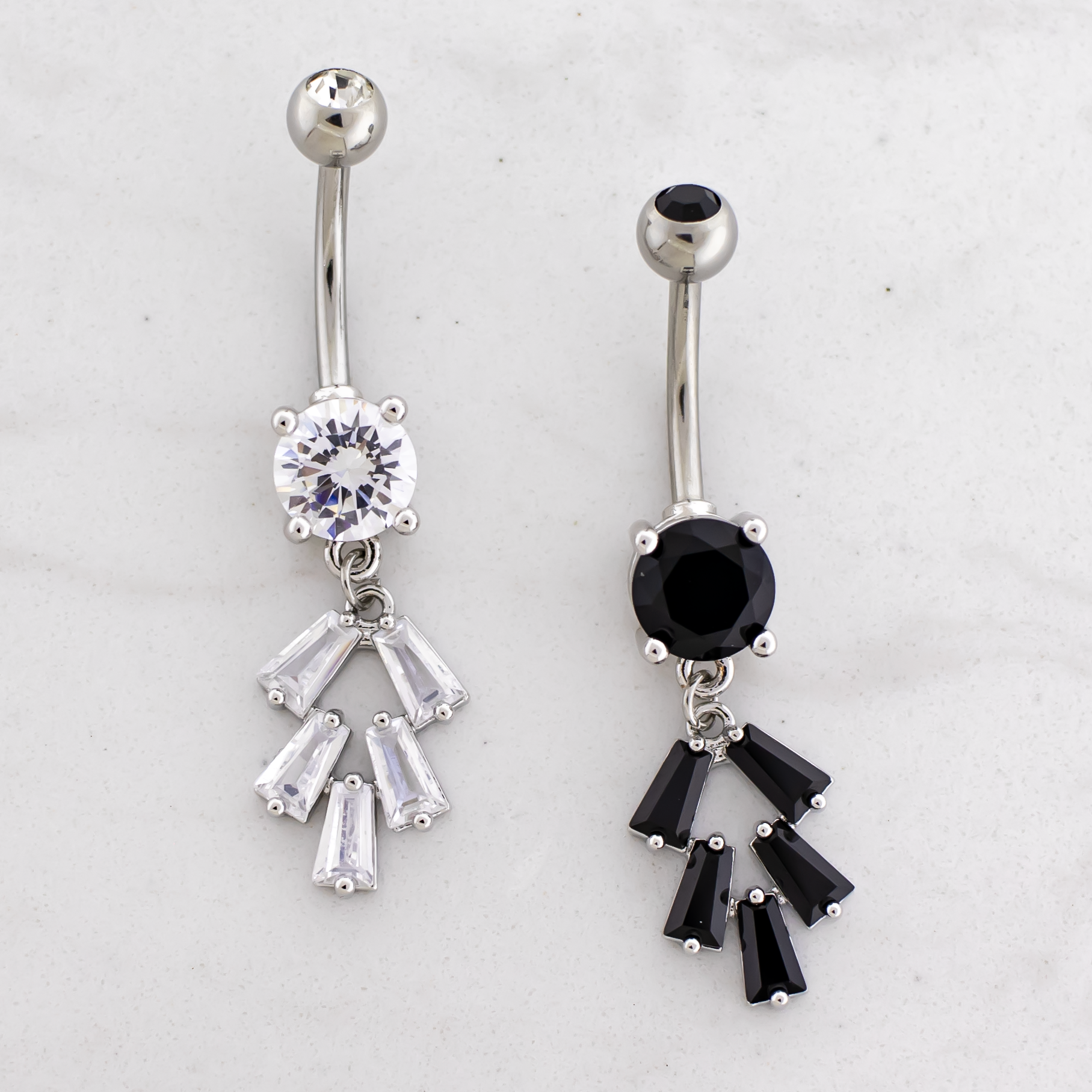 14G Baguette Cluster Navel Barbell - Pierced Addiction