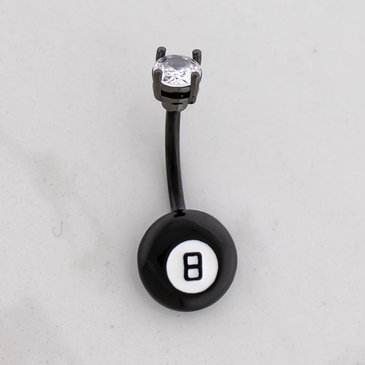 14G Eight Ball Navel Ring - Pierced Addiction