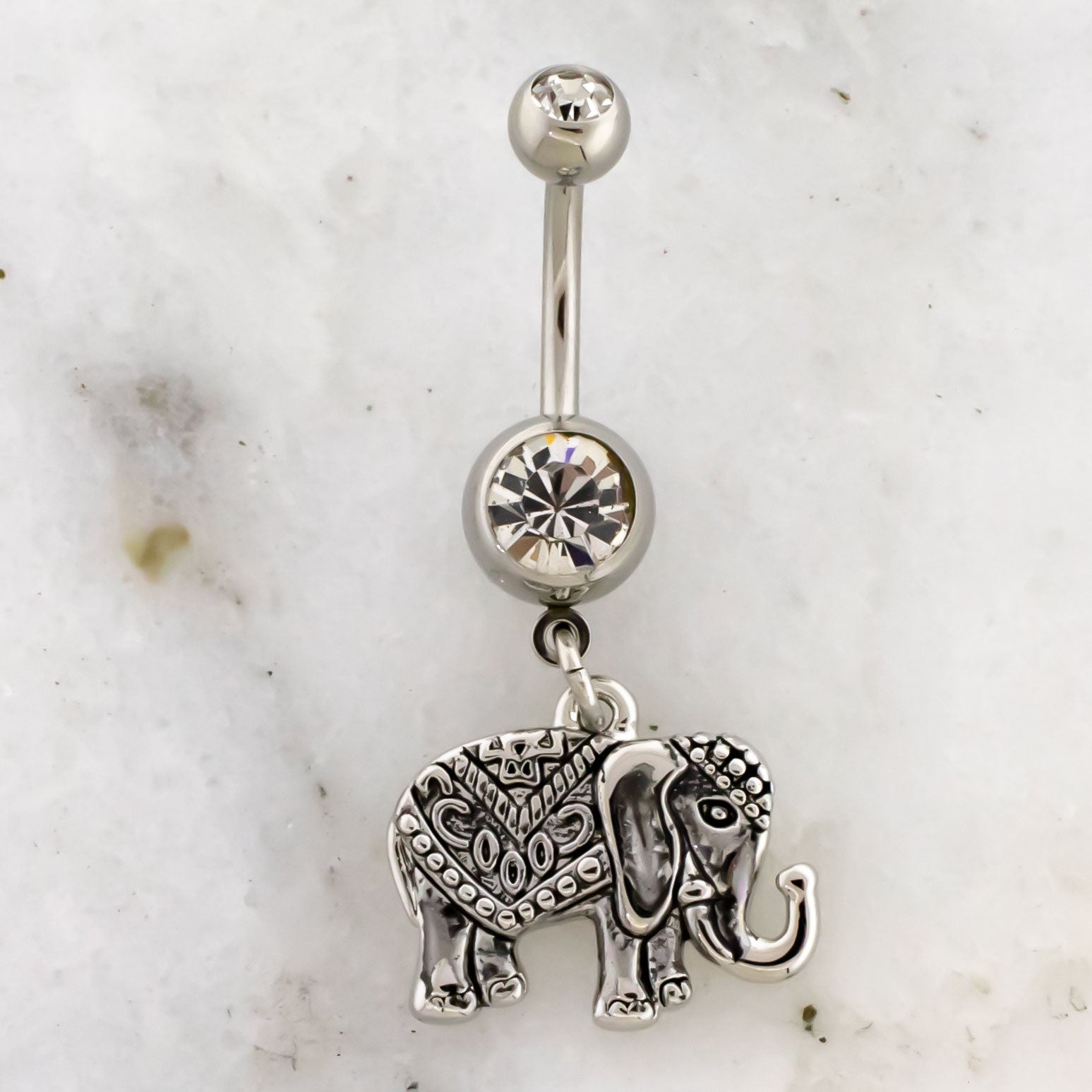 14G Decorative Elephant Navel Ring - Pierced Addiction