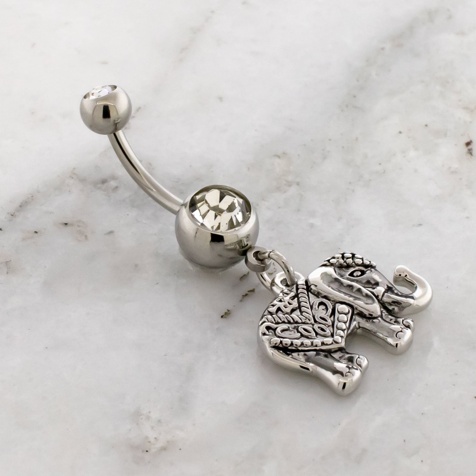 14G Decorative Elephant Navel Ring - Pierced Addiction