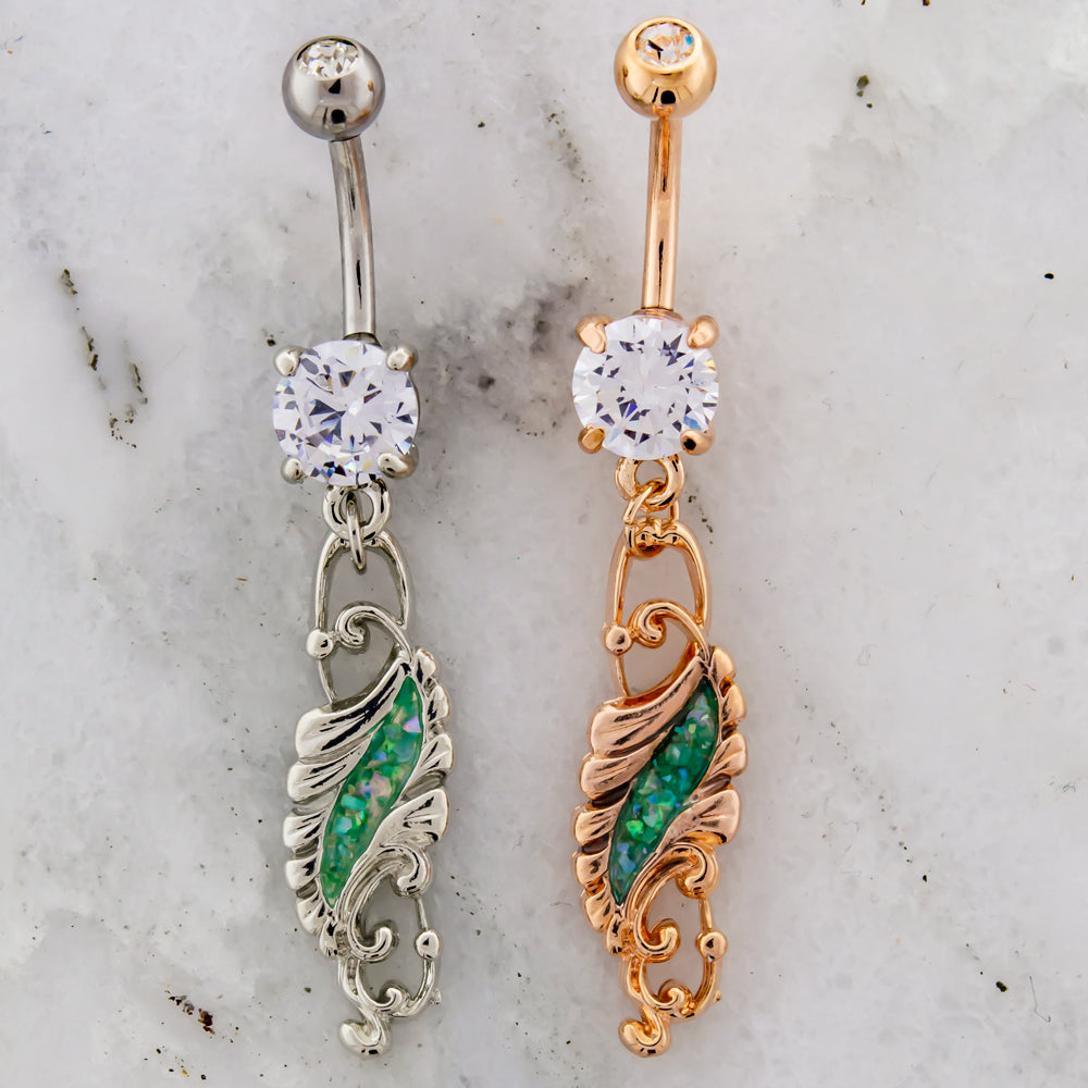 14G Filigree Abalone Navel Ring