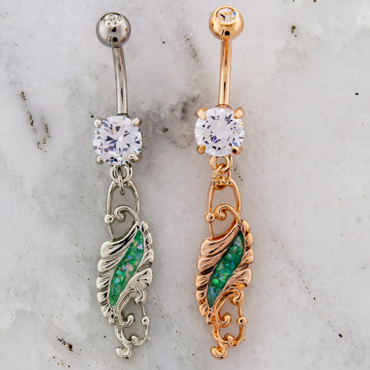 14G Filigree Abalone Navel Ring